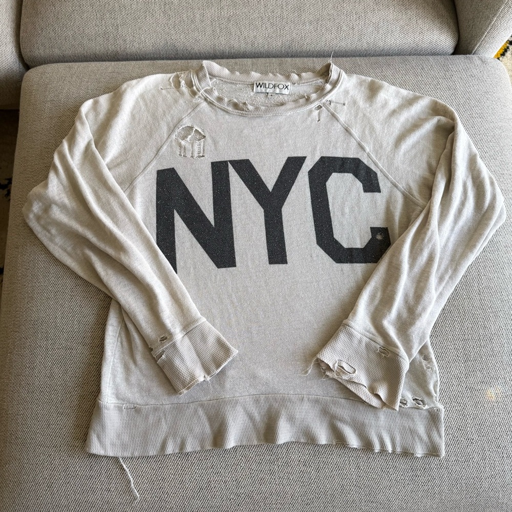 Wildfox Distressed Gray NYC Top